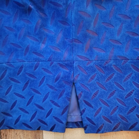 Andrew Marc Blue Suede Leather Cut Out Skirt 10 - Picture 5 of 16